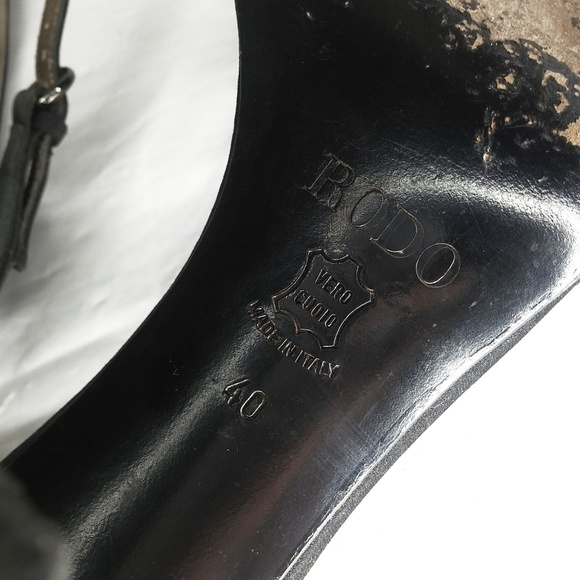 Rodo Black Jeweled Strappy Satin Heels Size 10 - Picture 7 of 7